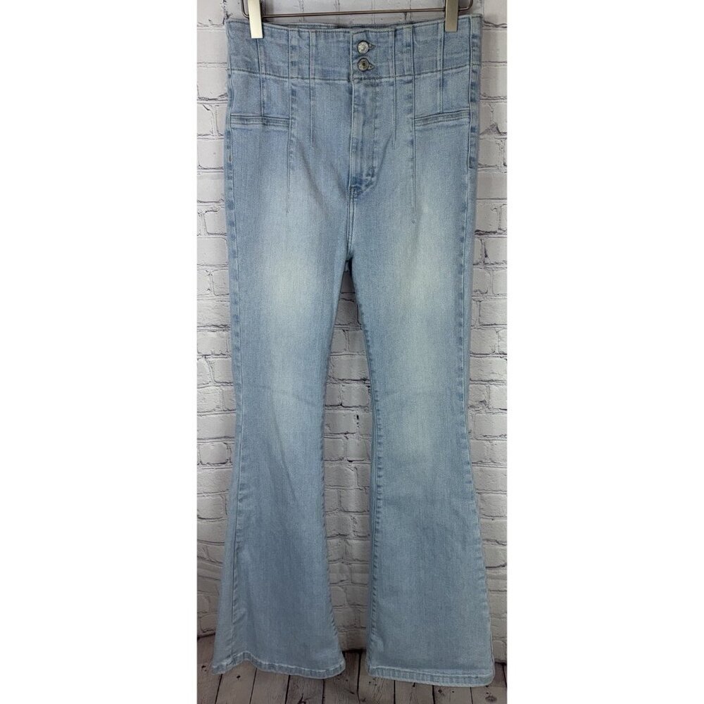 WE THE FREE by FREE PEOPLE Women's Jayde Flare Jeans High Rise Sz 29 Light Wash - Picture 2 of 9